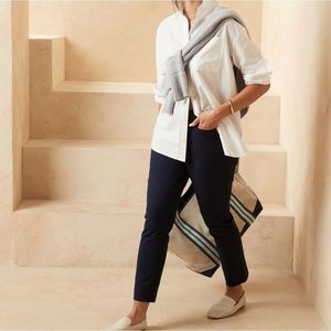 Banana Republic Size 4S Sloan Navy Blue Ankle Length Cropped Stretch Pan…